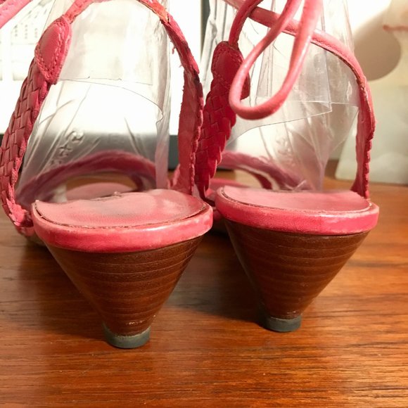 GLORIA VANDERBILT Pink Ankle Strap Sandals 80s 9M - Picture 5 of 11